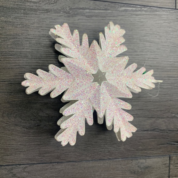 White snowflake Ornament, pink purple glitter shine sparkle, holiday decorations - Picture 2 of 15